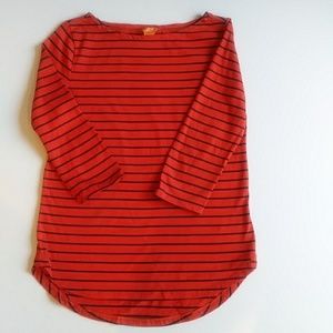 Misses Joe Fresh XS Orange navy stripe top.